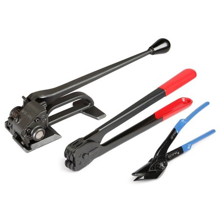 TEKNIKA STRAPPING SYSTEMS 3/4" Steel Strapping Tool Set, HD Tensioner/Sealer/Cutter MUL-420, C-3126, H-230